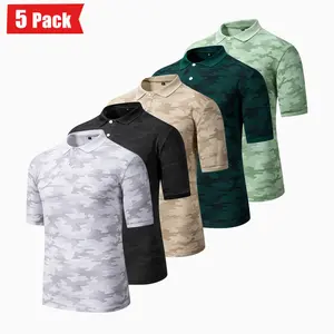Pack of 5 Men’s Short-Sleeve T-Shirts/Polo Shirts with Camouflage Print for Casual Sports & Outdoor Wear Lightweight Summer Design Simple Stylish Versatile Everyday Outfits Menswear Love