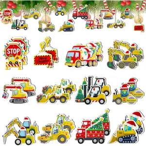24 count Double-Sided Christmas Construction  Wooden  Ornaments  Crafts Decoration Christmas Tree  Xmas Tree Decor ()
