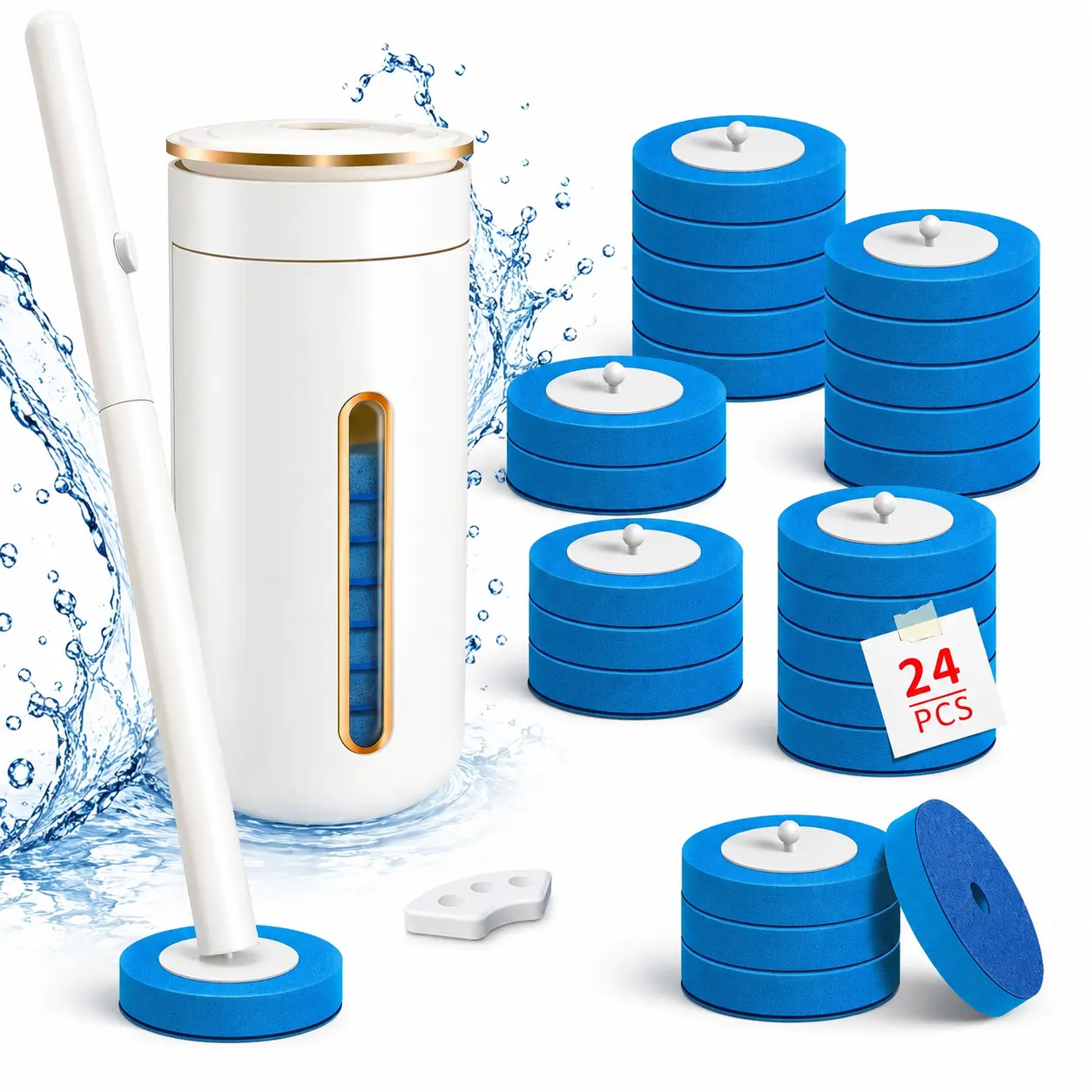 Disposable Toilet Brush Pad Refills - 24-Piece Cleaner, Sohochic Household Home Cleaning Supply for Bathrooms Daily Use, Eliminates Soiled Tool Cleaning Needs