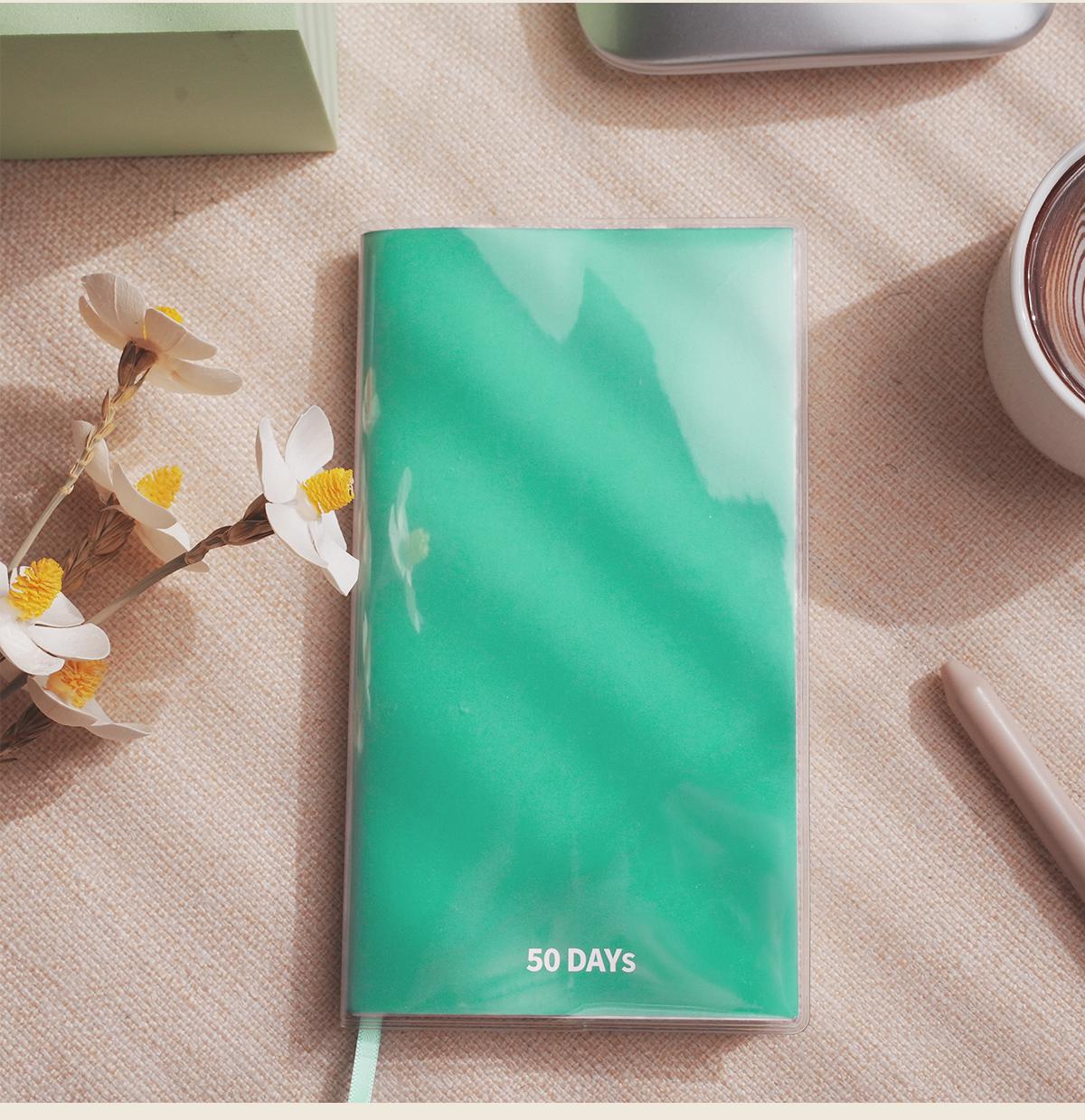 50-Day Diary Habit Tracker Goal Planner Daily Journal Self Improvement Notebook Productivity Journal Wellness Planner Mindset Journal Portable A6 Memo Book 50 Days Challenge Journal with Daily Plan Pages Ribbon Bookmark and 720 Stickers Gift Set