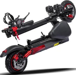 800W Peak Motor Electric Scooter for Adults 48V 15Ah Battery 26 Miles Range 28 mph Speed Off Road 10" Self-Sealing Vacuum Tires Brake & Suspension Load Capacity 330 lbs Folding E-Scooter with Seat Dual 10in Off-Road Tyre Max