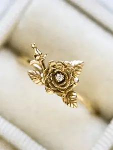 1 PC Elegant Cubic Zirconia Flower Ring For Women For Valentine's Day Gift Wedding Anniversary Party Jewelry