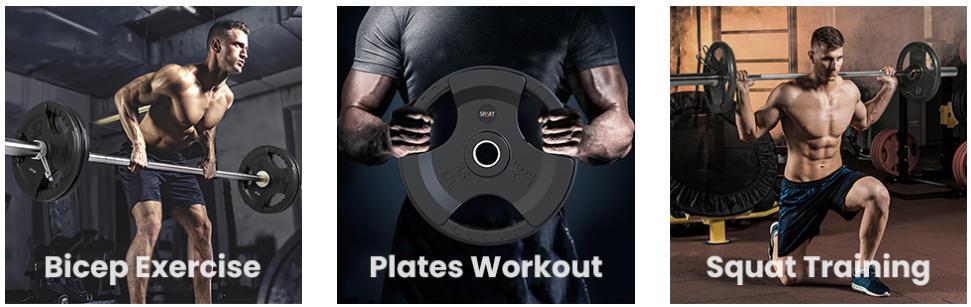 SPART Weight Plate 2-Inch Rubber Coated Olympic Grip Plate for Barbell,Solid Cast Iron Weight Plates in Pairs for Strength Training,Weightlifting,Crossfit,Home Gym 35LB