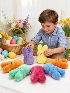 Easter Bunny Plush Toy, Cute Rabbit Stuffed Doll, Easter Decoration with Smile, Perfect Gift for Kids, Basket Filler, Available in Rose, Soft Stuffed Animal