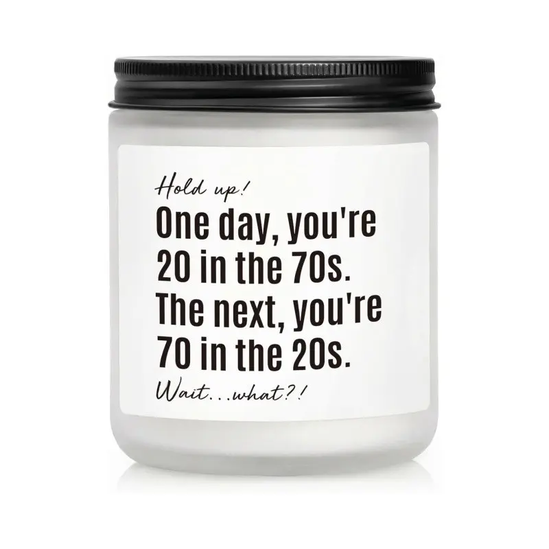 70th Birthday Gifts for Women, Men, 70th Birthday Gift, Gifts for 70 Year Old Woman, Happy 70 Year Old Bday Candle Soy Wax Lavender & Woods Scented Aroma Aromatic Candle Scented Candles