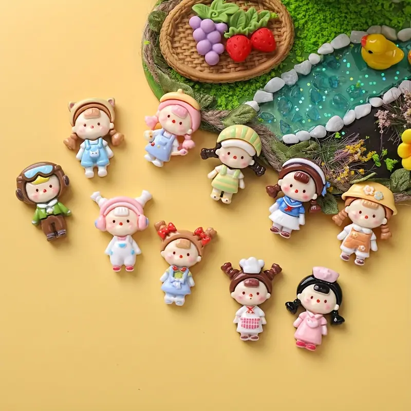 10pcs Cute Cartoon Princess DIY Handicraft with Charms Accessories Set, Diy Jewelry Making, Earrings Hair Clips Resin Pendants Phone Cases Keychains Cups Shoes Rings Decorative Stickers Jewelry Materials