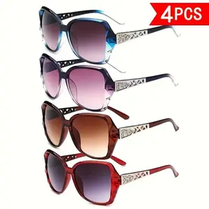 Y2K Retro Large Frame Sunglasses Hollow Temple Design Elegant Sun Protection Eyewear Trendy Fashion Accessory For Summer