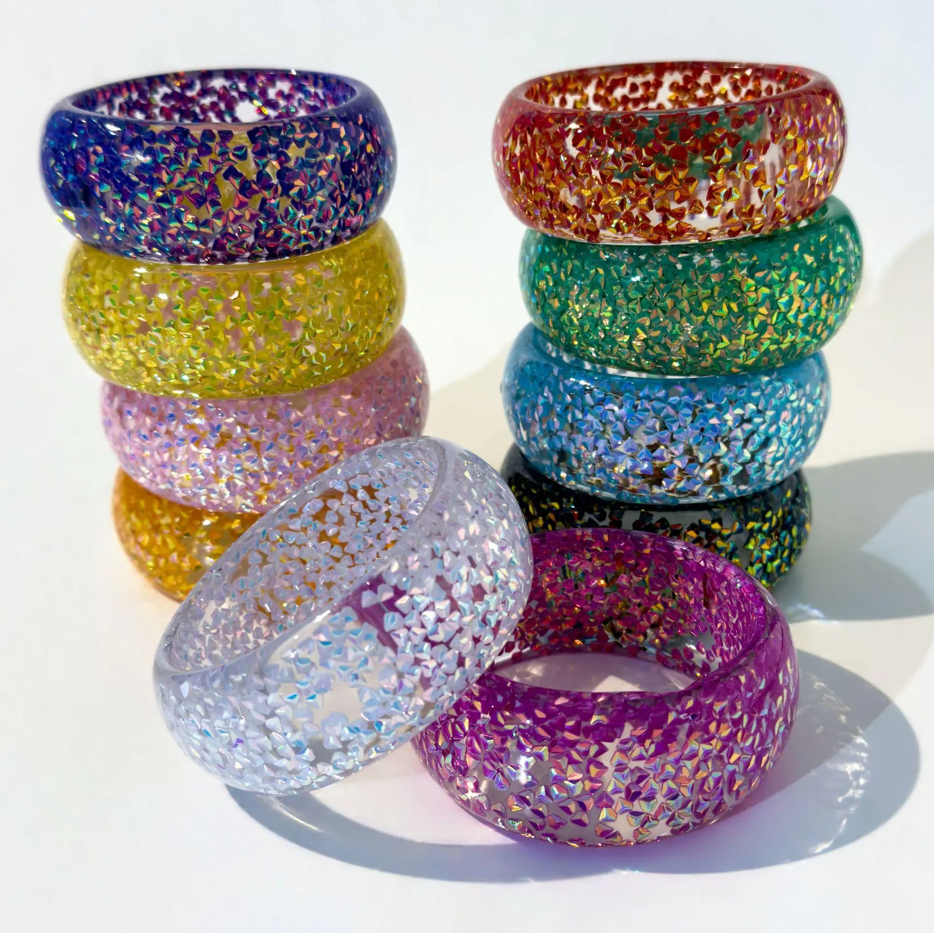 Fashion Colorful Foil Resin Wide Cuff Bangles for Women Girl Irregular Geometric Acrylic Wide Bracelets Bangle Jewelry