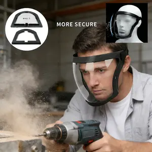 Adjustable HD Full Coverage HD gray lenses Face Shield - 1pc Transparent Plastic Protective Screen With Air Vent And Breathing Valve, Comfortable Silicone Padding, EHD Transparent Protective Mask, Droplet Dust Oil Fume Isolation Cover, Full Face Shield