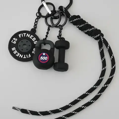 Gym Dumbbell Barbell Kettlebell Keychain Keyring, Portable Keychain Wristlet, Fitness Accessory for Gym Bags & Backpacks, Stylish & Functional Design, Perfect Gift for Workout Enthusiasts