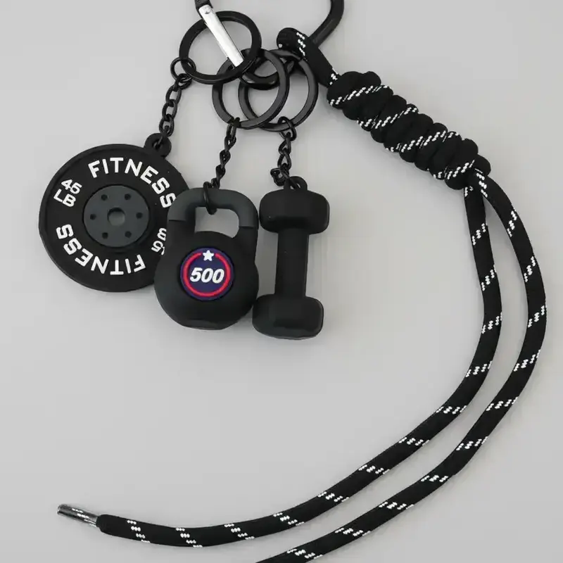 Gym Dumbbell Barbell Kettlebell Keychain Keyring, Portable Keychain Wristlet, Fitness Accessory for Gym Bags & Backpacks, Stylish & Functional Design, Perfect Gift for Workout Enthusiasts