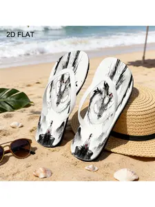 Ladies' Flip Flops Featuring a Dragon Samurai Ink Design in a Wash Style, Available in Various Colors And Sizes. They Are Lightweight And Comfortable, Perfect for Casual Summer Beach Outings, with a Stylish Non-Slip And Durable Soft Sole.