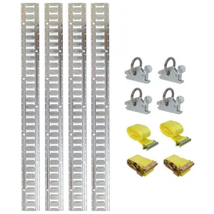 12-Pc E-Track Cargo Control Complete Kit - 5ft Rails, Anchors, O-Rings, Ratcheting Straps for Trucks, Trailers