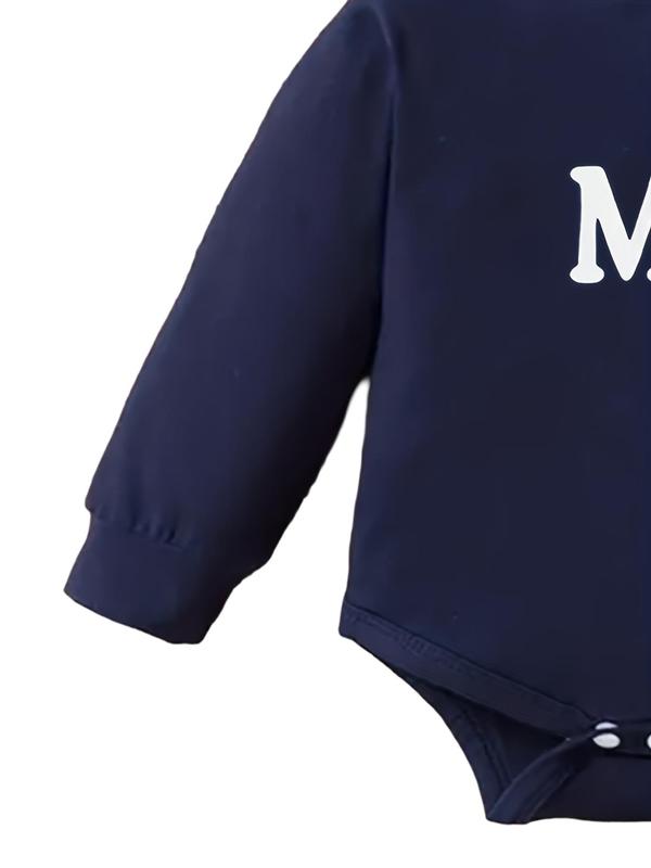 Baby's Letter Print Hooded Bodysuit & Pants Set, Casual Long Sleeve Bodysuit & Pants, Infant Kids Fall & Winter Clothes, Baby Boy Clothes