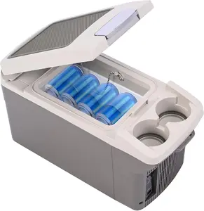 12V  Refrigerator Cooler/Warmer 6 Quart (6L), 12  DC &110V AC, Electric  Fridge Portable Compact Camping Cooler Thermoelectric 12V Small Fridge for ,RV,Camping (Grey)