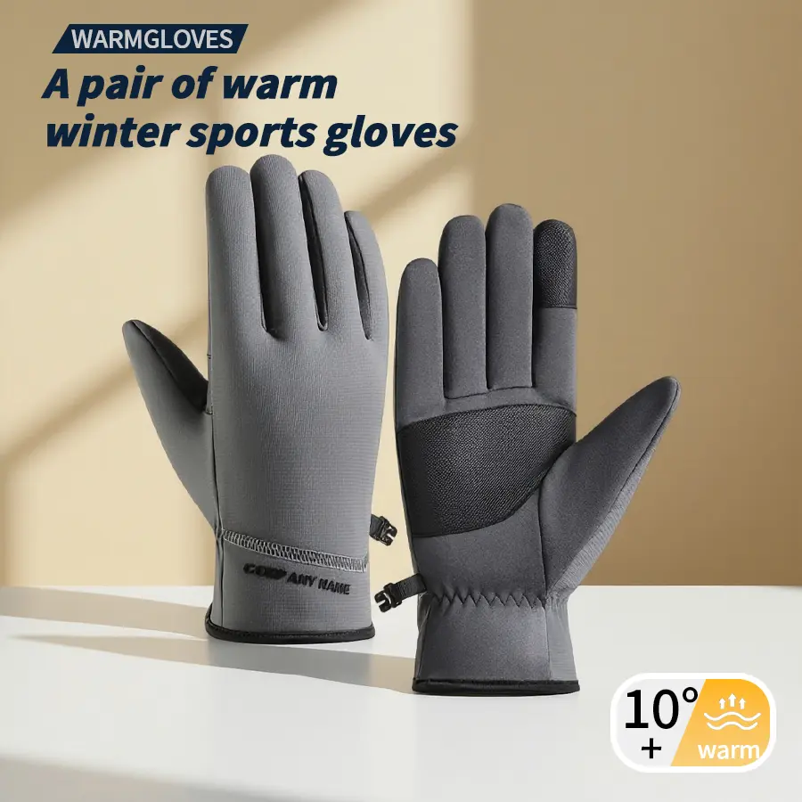 Touch Screen Warm Winter Sports Gloves, Anti-Slip Palm Windproof Cycling & Driving Gloves