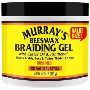 Murray's Beeswax Braiding Gel 12 OZ with Castor Oil & Panthenol for Hold, Tighter, Longer Braids, Locs & Twists - Haircare