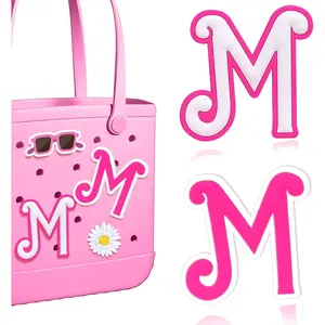 Letter Charms for Bogg Bag A-Z, 2Pcs Alphabet Charm Accessories for Bogg Bag for Simply Southern Bag Original All Models, Silicone Insert Decorative Letterring Attachments for Beach Tote Bags