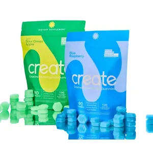 Create Pack of 2 Creatine Monohydrate Gummies for Men & Women Blue Raspberry & Sour Green Apple Flavors 90 Count Each 1.5g Creatine per Serving Boost Focus Strength Muscle & Recovery Natural Fitness Dietary Supplement Healthcare