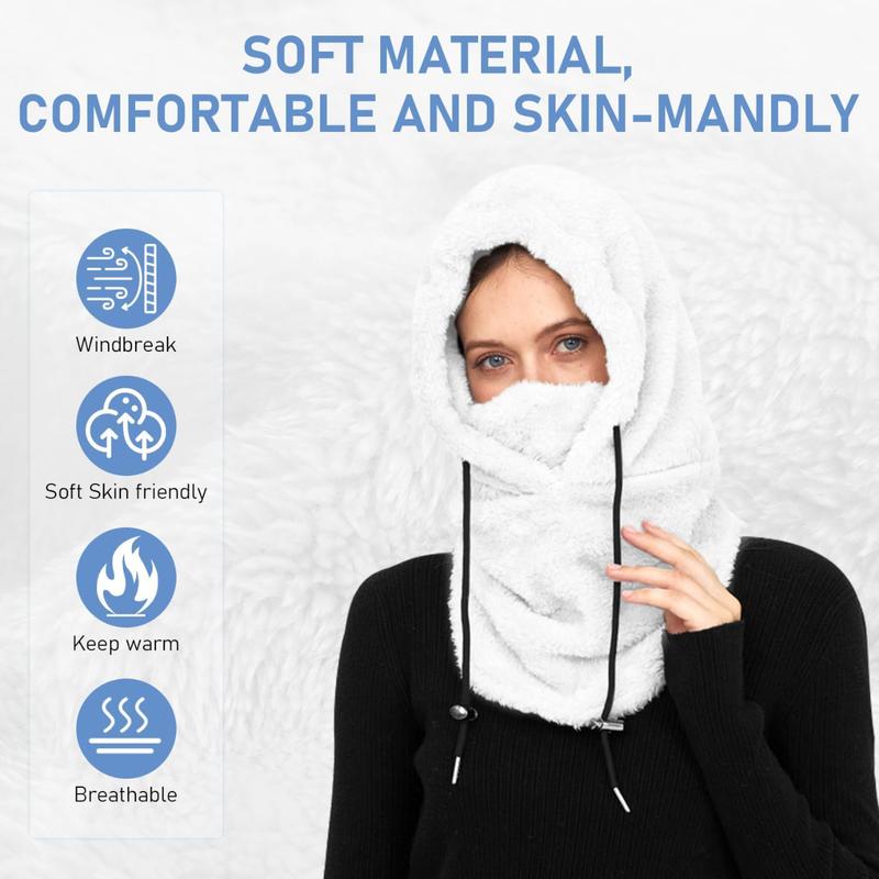 Unisex Hood Ski Mask Winter Sherpa Windproof Coldproof Plush Mask Arctic Plush Warm Balaclava