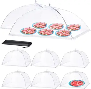 8 Pack Outdoor Food Covers – 2 Extra Large (40”x25”) + 6 Large (17”x17”) Mesh Food Tents, Pop-Up & Collapsible, Keep Bugs Away – Perfect for Picnic, Pool Party, BBQ