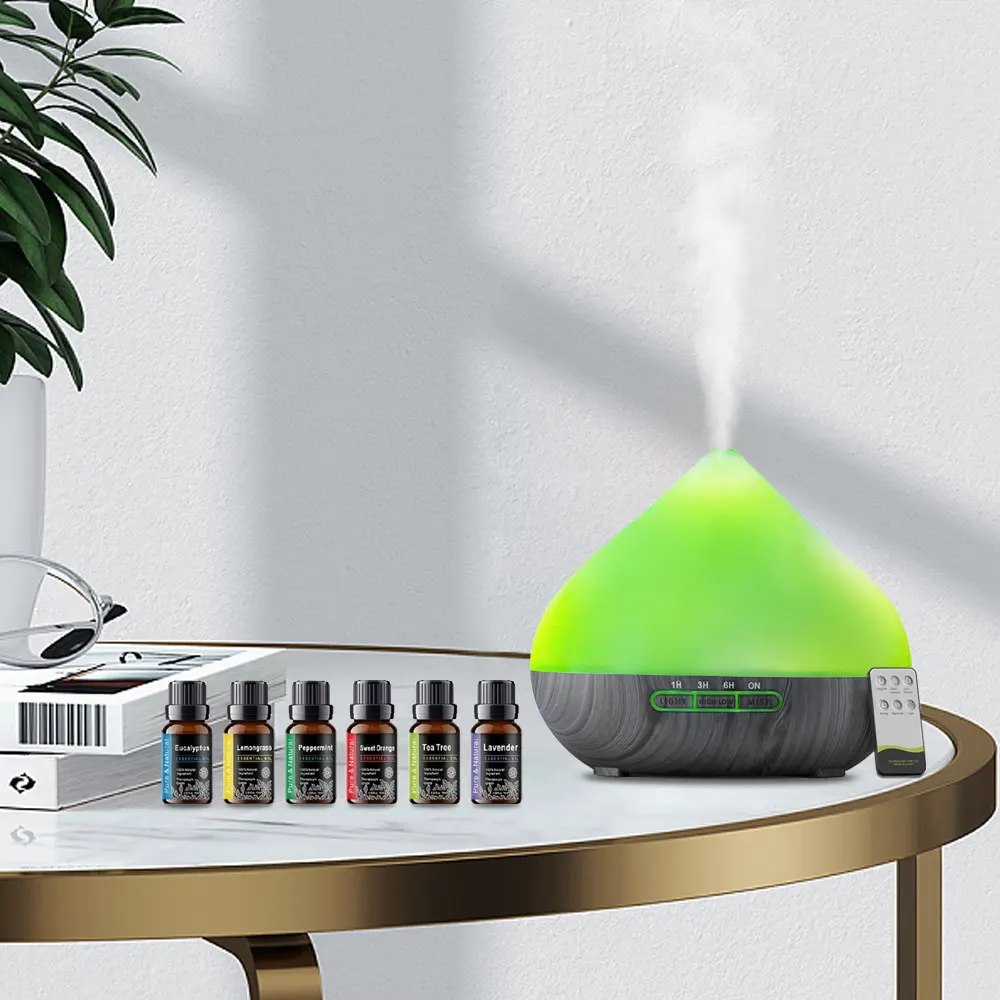 500ml Ultrasonic Aroma Diffuser Humidifier with Remote Control, LED Lights, Hands-Free Operation & 6 Premium Essential Oils for Aromatherapy, Aroma Diffuser Humidifiers, Remote Control, Hands Free