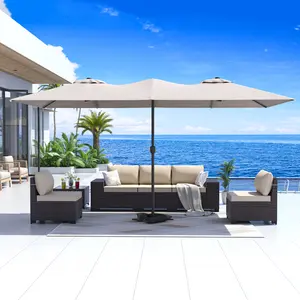 【Mother's Day Gift】13.6FT Large Patio Umbrella,Outdoor Double-Sided Rectangle Umbrella with Crank,Patio Umbrella for Pool Lawn Garden Backyard