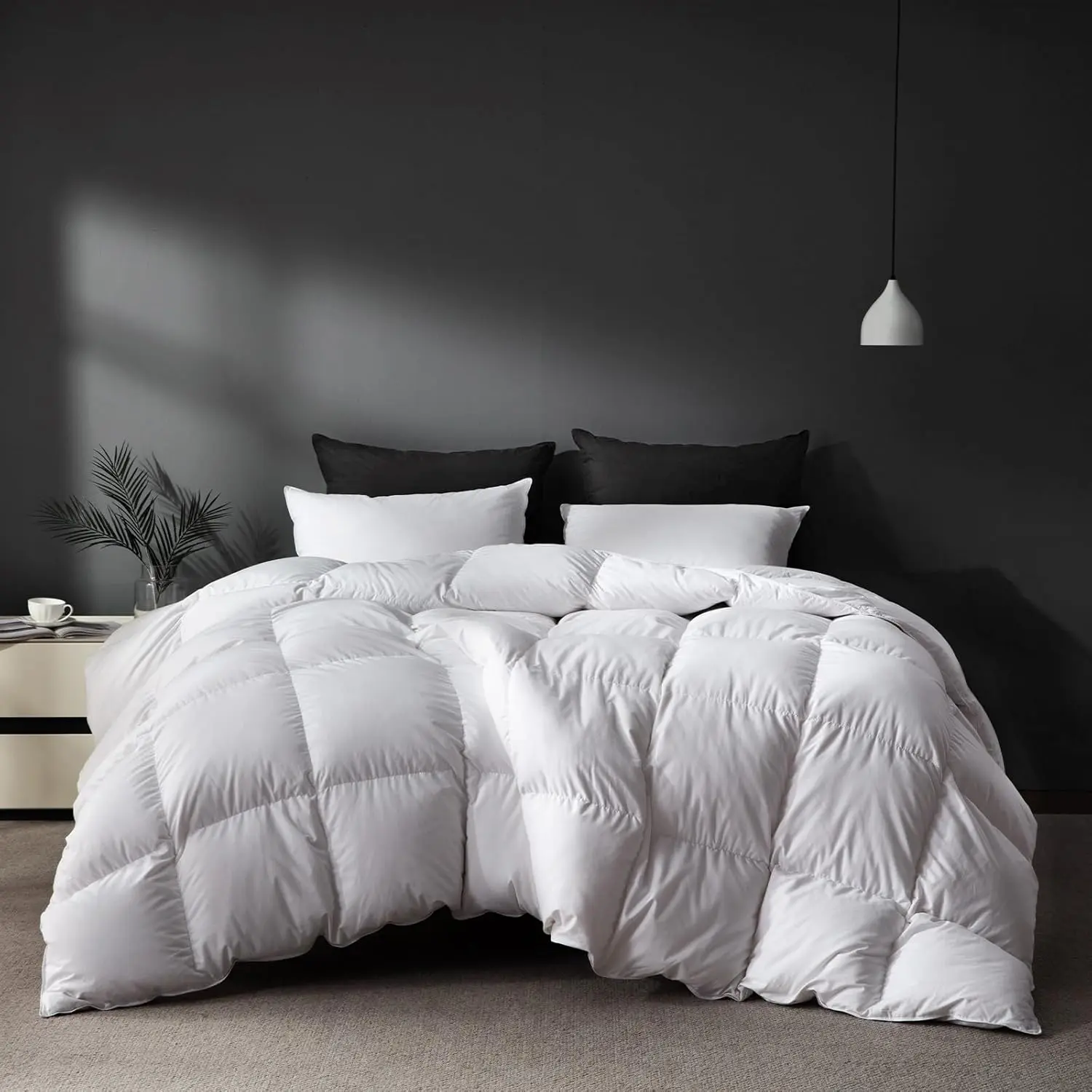 White Goose  Down Comforter Cal  Size,   Season Duvet Insert, 750 Fill Power 1200TC Cotton Blend Fabric Hotel Style Comforter, 52 Oz Lightweight (104x96,White)