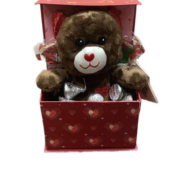 Sweetie Valentine's Day Basket with Plush Bear & Assorted Candy Treats Perfect for Holiday Gifting and Sweetheart Gifts Party Favors Assortment