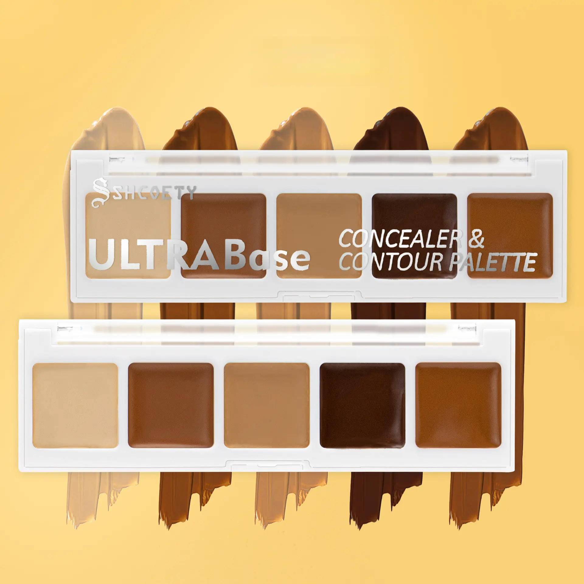 Cream Concealer & Contour Palette, 5 Shades Multi-Use Cream Foundation Makeup Palette, Long Lasting Blendable Cream Bronzer Highlight Corrector for Sculpting Face, Suitable for Multiple Skin Tones