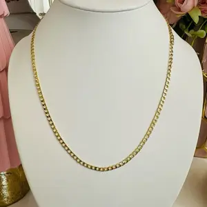 Gold Plated Cuban Chain  - Simple 20- Inch Chain Design for Everyday Wear - Elegant Minimalist Jewelry Accessory
