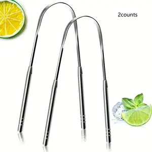 Stainless Steel Tongue Scraper, Tongue Scraping Tool, 2 Counts U Shaped Tongue Cleaner for Adults, Oral Hygiene Care Tool, Breath Freshener, Daily Oral Care Products