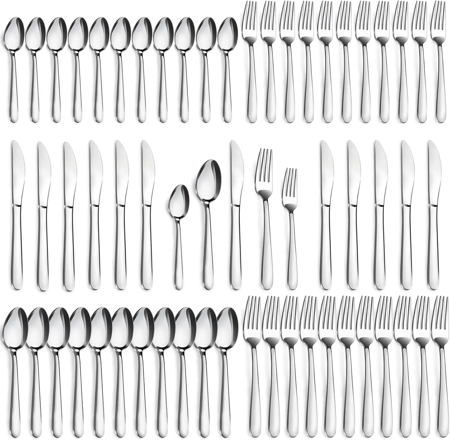 30/60-Piece Silverware Set for 12 Stainless Steel Silverware Set, Include Fork Knife Spoon Set, Mirror Polished, Dishwasher Safe, Cutlery Set for Home Kitchen Restaurant