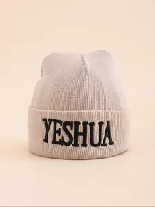 Colorblock Letter Embroidery Beanie Hat, Knitting Beanie, Casual Knit Hat for Fall & Winter, Fashion Bonnet Accessories for Both Men & Women, Beanies