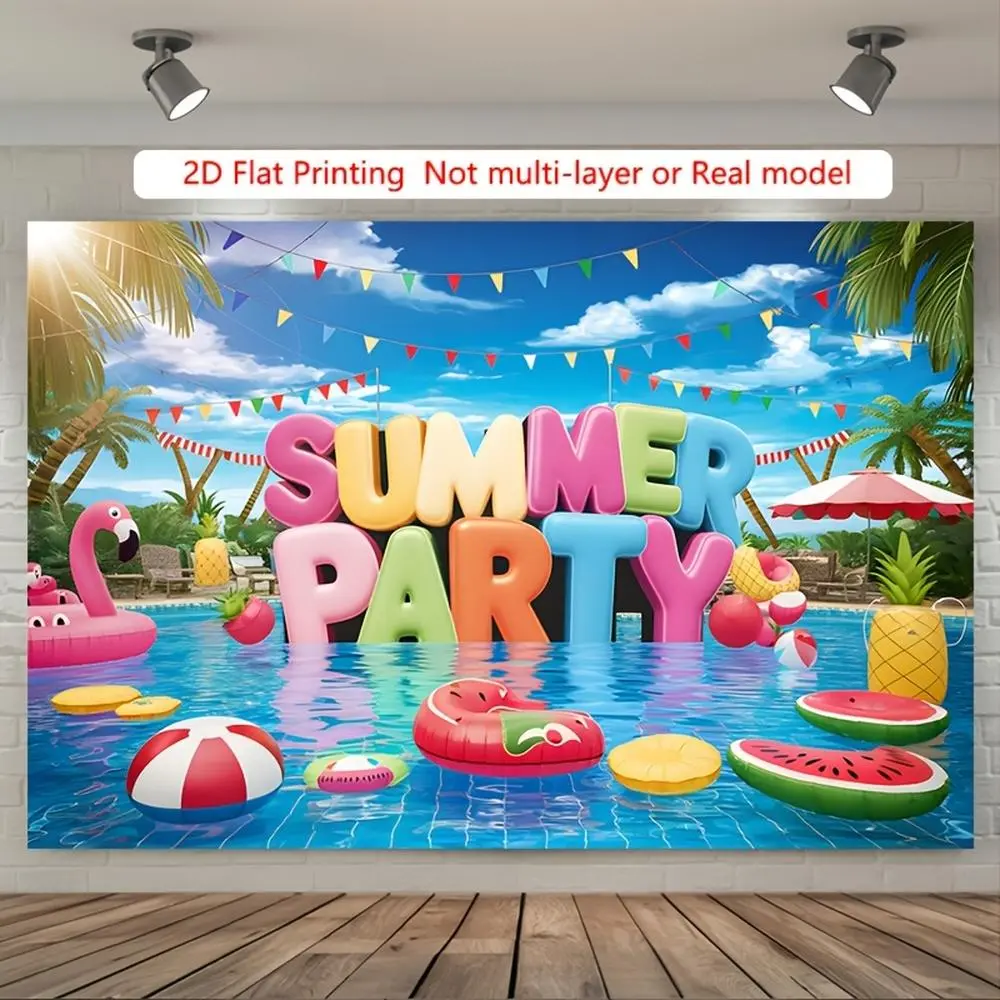 1pc Polyester 2D Flat Banner - Birthday Event Decor, Home Wall Ornament, Summer Party Decoration & Photo Prop