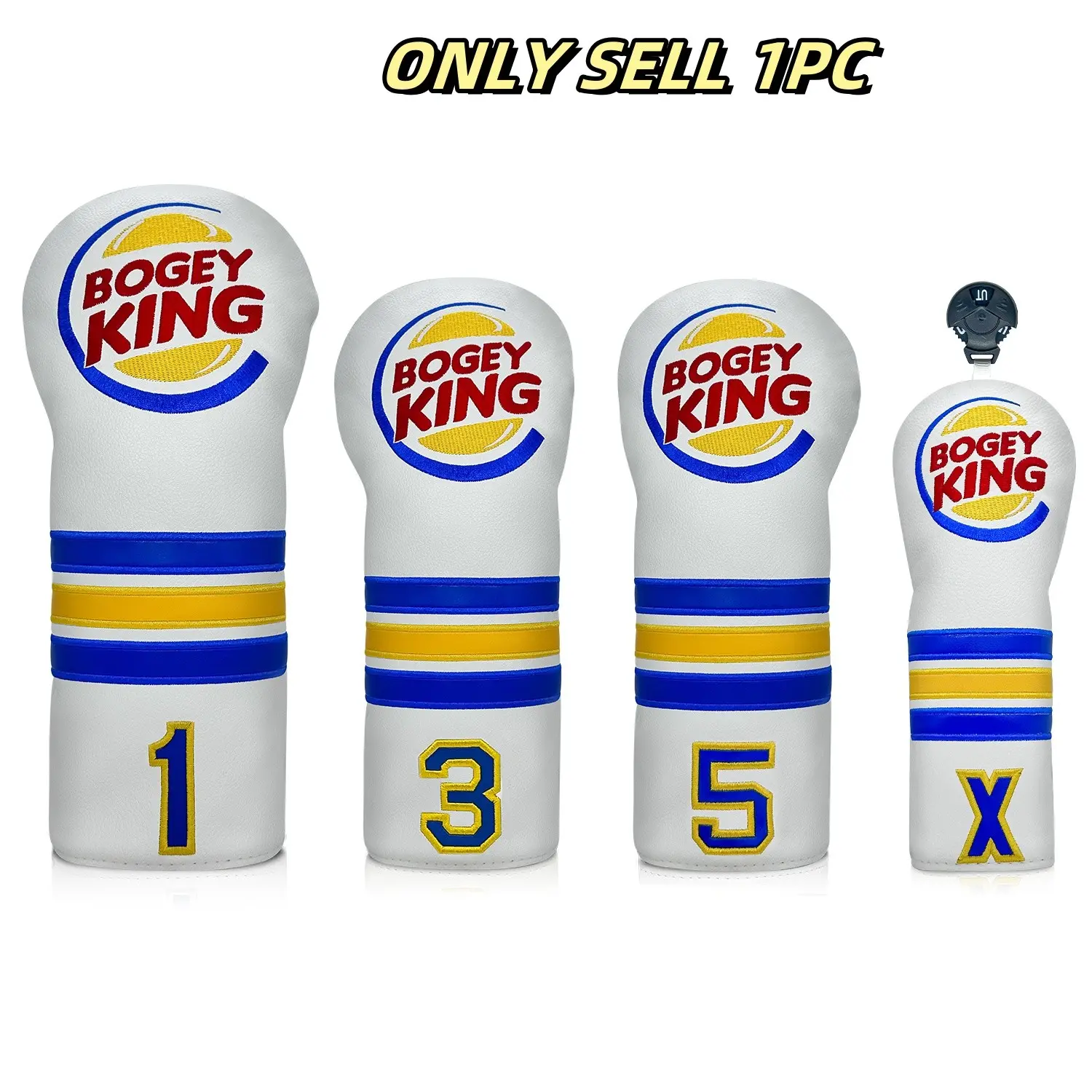 King Series Golf Club Head Covers, Golf Accessories, Golf Gift Accessory, Durable PU Material, Dust-Proof Design, Ideal Gift for Weekend Golfers & Adventure Enthusiasts