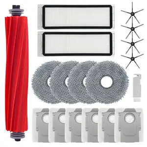 HOME TIMES 18-Pieces Replacement Parts for Roborock Qrevo Pro/Plus/Qrevo Maxv/Qrevo S/Qrevo QV 35A/35S Robot Vacuum Cleaner Accessories with 1 Rubber Brush, 2 HEPA Filters, 4 Mop Pads, 4 Side Brushes,6 Dust Bags, 1 Cleaning Brush