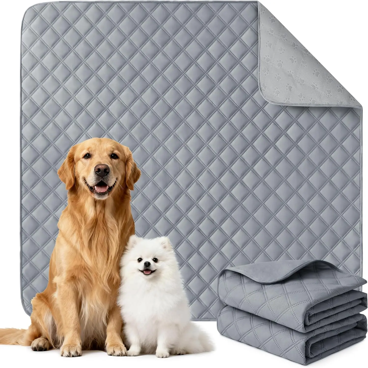 Reusable Washable Dog Pee Pads – 2-Pack Large 36" × 41" Waterproof Puppy Training Pads with Non-Slip Backing, Leak-Proof Absorbent Potty & Whelping Mats for Dogs