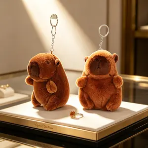 Capybara Plush Keychain - Soft Stuffed Animal Charm with Movable Tail, Cute Fashion Accessory, Ideal Gift for Girls