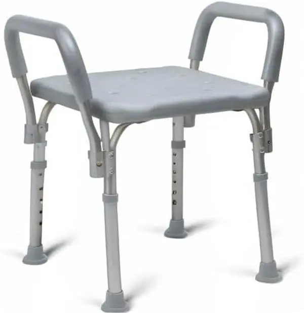 Backless Bathroom Shower Chair with Arms - 350 lb Capacity Accessibility Bench Stool for Seniors, Elderly Care Equipment for Safe Showering