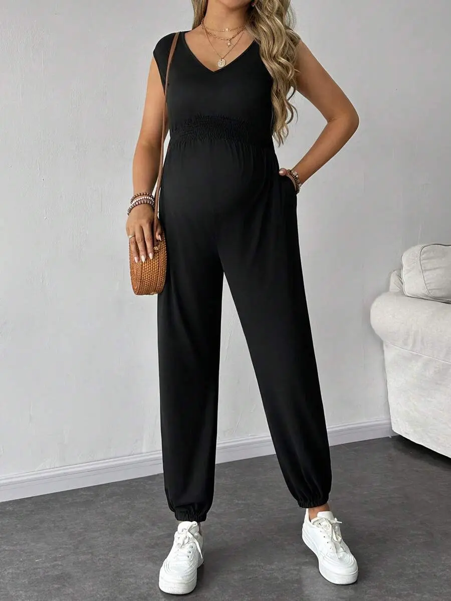 AVENO Color Sleeveless Casual Jumpsuit For Pregnant Women, Daily Wear, For Maternity