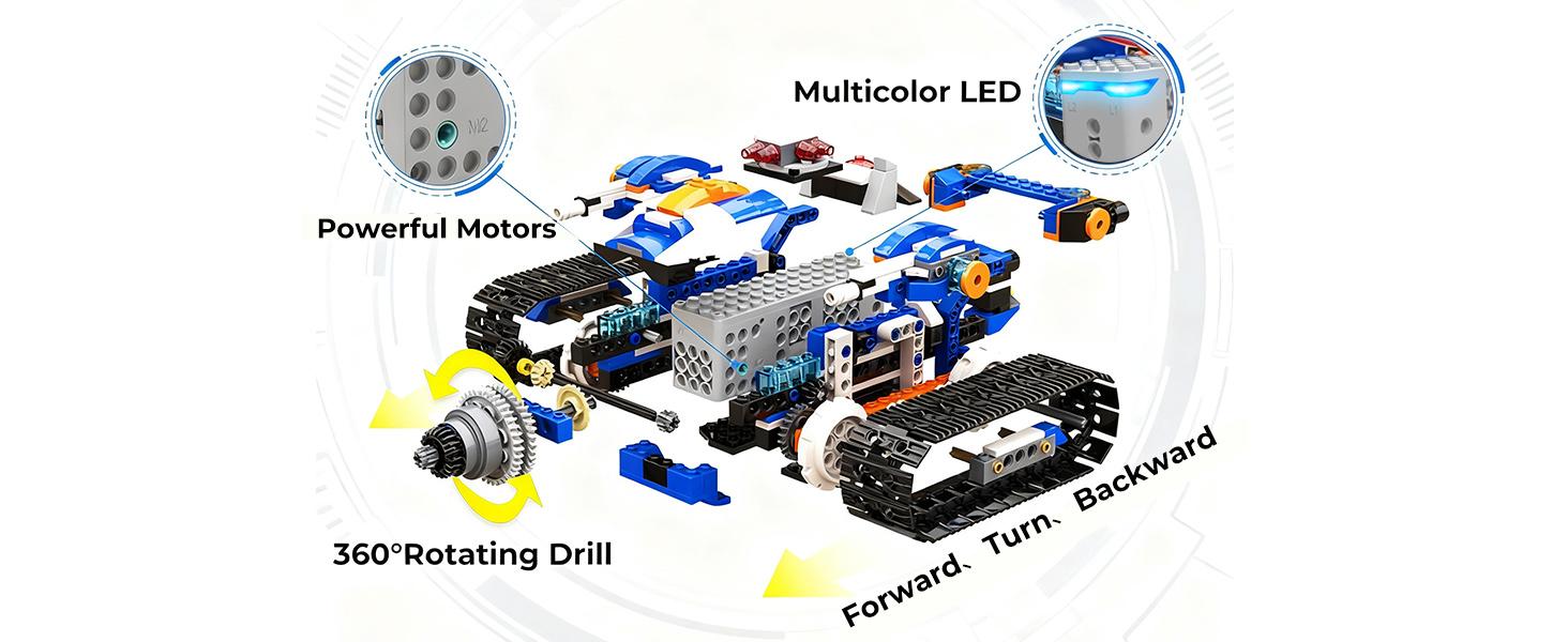 Apitor STEM Robot Toy 6-in-1 Robot Building Kit, suitable for boys aged 8-12, APP remote control STEM coding toy, educational robot gift, suitable for children aged 6-15. Birthday gifts, parent-child activities
