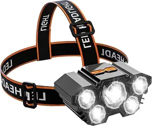 Rechargeable LED Headlamp, 4 Lighting Modes, Waterproof Head Flashlight, Hard Hat Compatible, Adjustable Headband, Bright Head Light for Adults, Ideal for Camping, Hiking, Running & Outdoor Activities