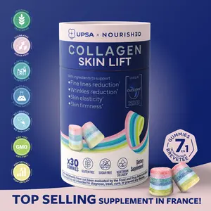 UPSA Skin Lift Collagen Gummies - Structuring Peptides - Firmer, Smoother & Lifted Skin, Helps Reduce Fine Lines & Wrinkles | Clinically Proven | Vegetarian Collagen with Ovoderm | Patented 7-Layer Technology | Sugar-Free, GMO-Free