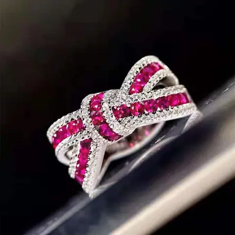 Women's Elegant Rhinestone Decor Bowknot Design Ring, Luxury Exquisite Trendy Engagement Ring, Chic Gorgeous Fashionable Jewelry As Birthday Gift for Girlfriend, Fashion Engagement Rings, Promise Engagement Rings, Beautiful Rings