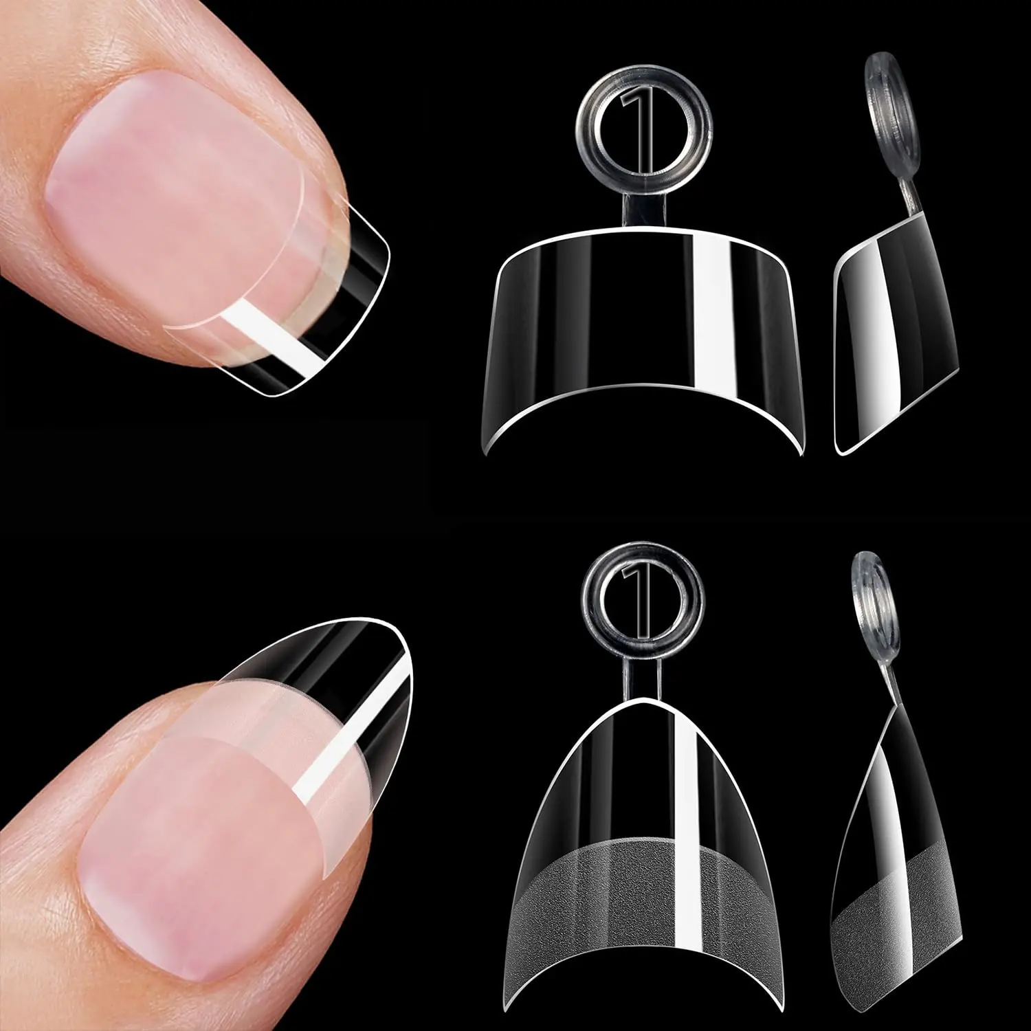 Halloween Gift   480PCS Extra Short Almond & Tapered Square Nail Tips, Clear Gel X Tips, 12 Sizes for DIY & Salon