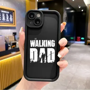 "The Walking Dad" Themed Typography And Silhouette Design TPU Case for iPhone 17 Pro Max 16 16e 15 14 Plus 13 12 Mini 11 Air X XS Straight Edge Drop-Resistant Rugged Durable Cover Shell Gift 2D printing