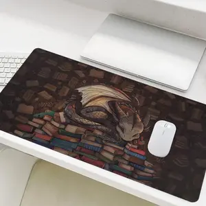 Cute Dragon Books Pattern Mouse Pad, Rectangle Gaming Mouse Pad, Non-Slip Mousepad, Office Desk Keyboard Mouse Mat for Home Office Game, Gaming Accessory, Desk Accessories, Gaming Items