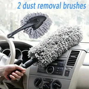 A set of 2 Removable Retractable Car Duster & Wax Brush with Extendable Handle, Soft Bristles & Nano-Wipe - for Motorhomes, Trailers, Vehicles, Exterior Cleaning Accessories - Home Improvement.