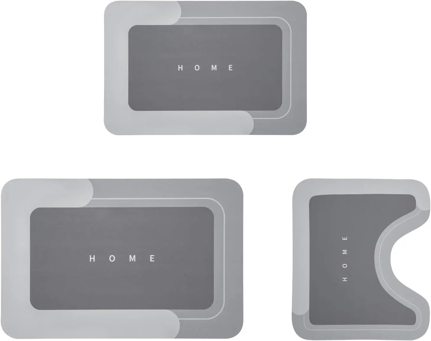 3-Piece Luxury Minimalist Aesthetic Bathroom Rug Set, Diatomite Bath Mats with Letter Accent - Easy Clean, Highly Absorbent, Fast Drying, Non Slip Grip for Shower, Tub & Home Bathroom Supplies, Easy Clean Bath Mats, Fast Drying Bath Mats